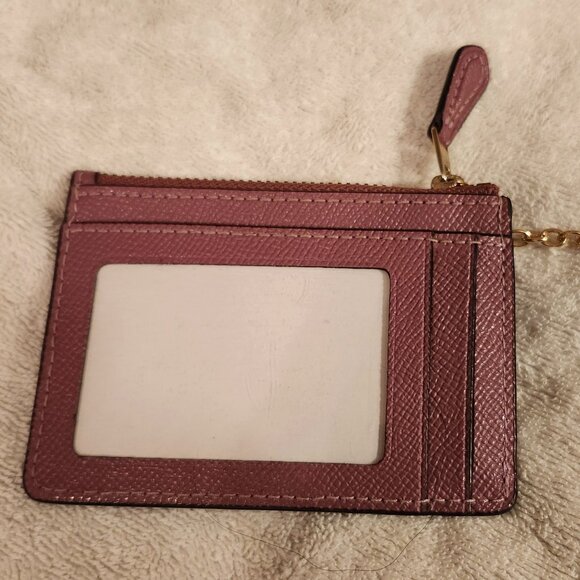 GUC Authentic Coach Dusty Rose Leather Skinny Mini Zip ID Wallet - Picture 2 of 4